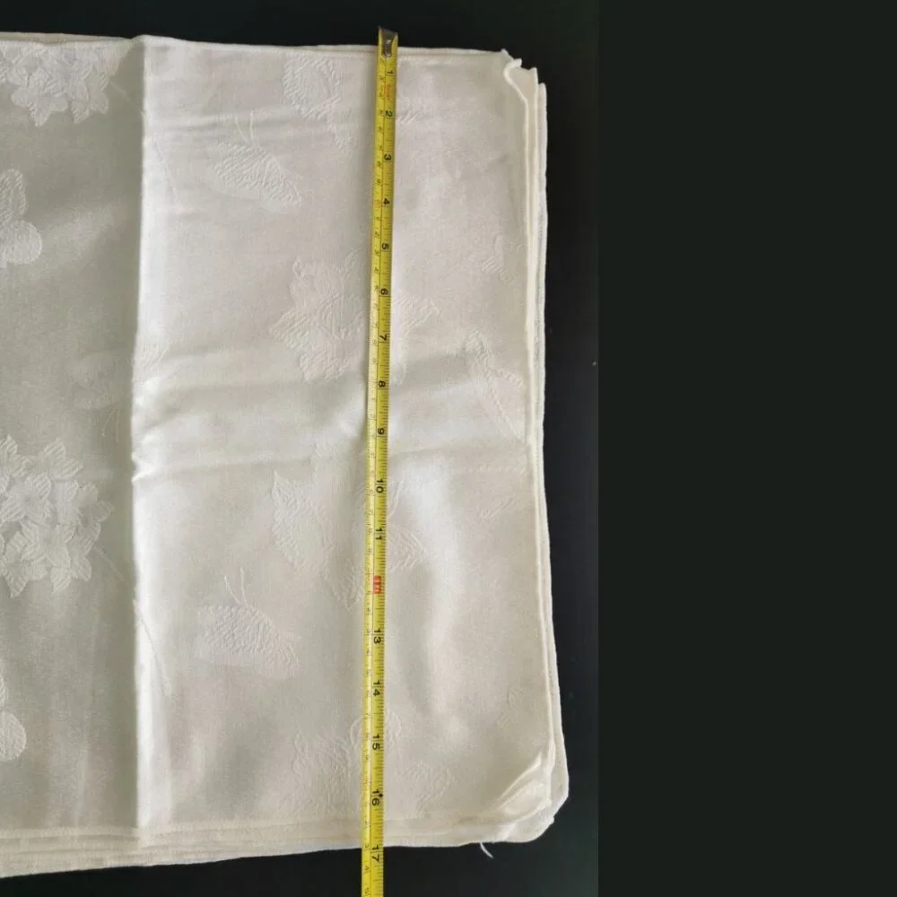 Set 6‎ White Linen Napkins Butterflies & Flowers 16x16.5